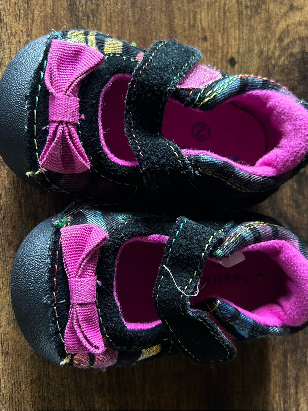 healthtex Black Toddler Mary Jane Shoes with Pink Accents